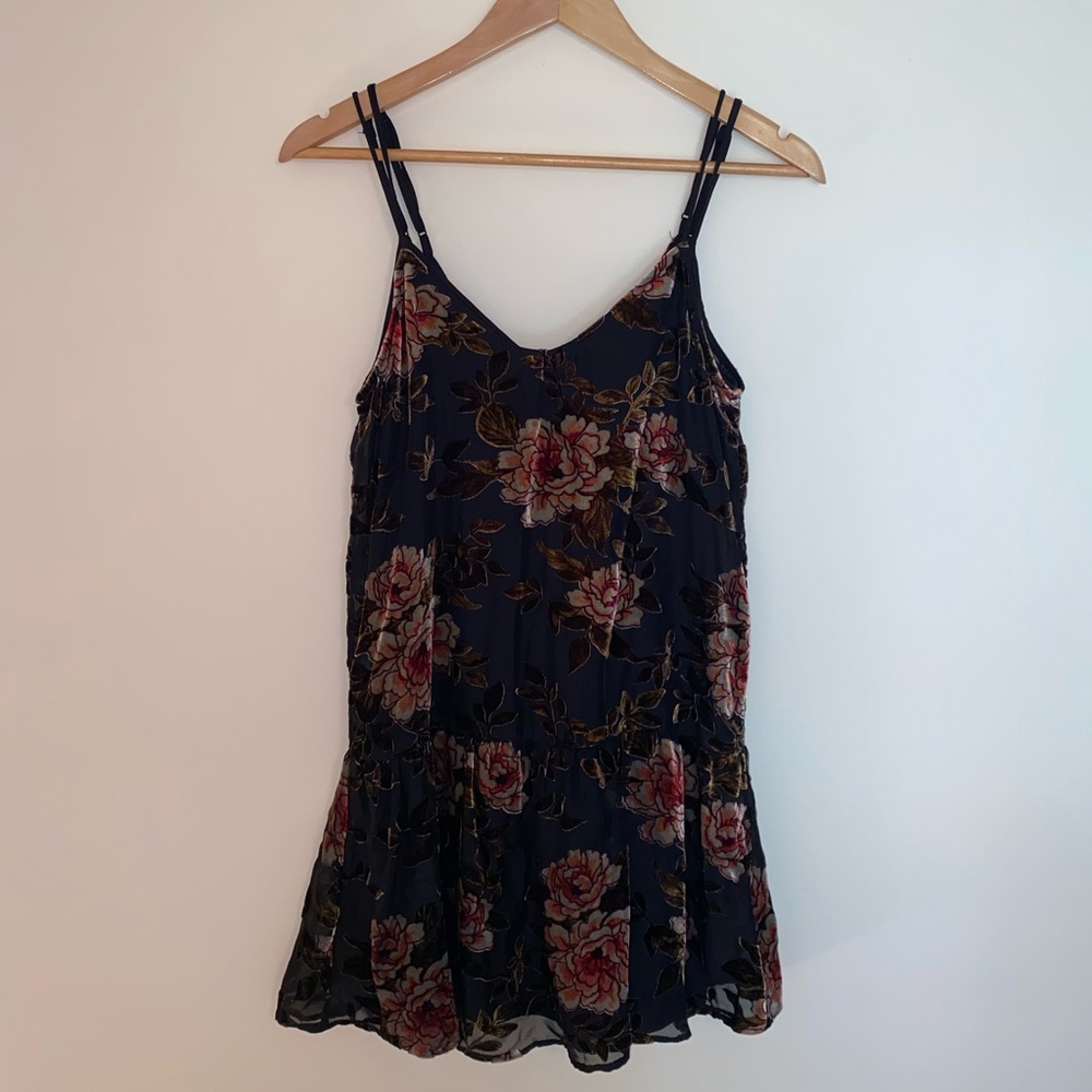American Eagle Sheer Floral Velvet Dress with Liner Size S